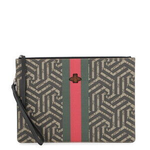 Gucci GG Kaleido Leather Clutch Bag Sherry Bee Shoulder Clutch
